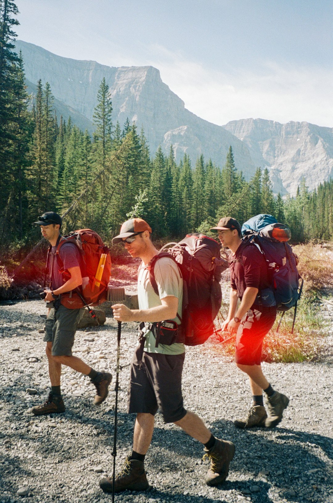 seniors hiking in mountains